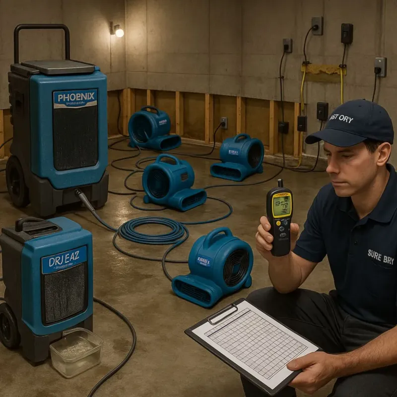 Structural Drying and Dehumidification process in Turner, ME